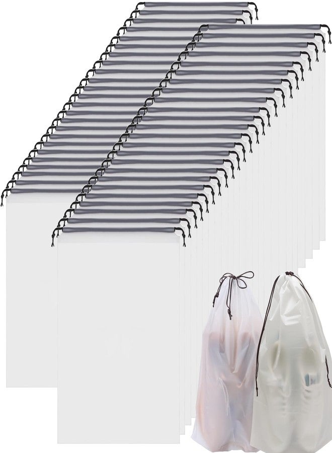 xlehoely 50 Pack Shoe Bags for Travel,Large Clear Shoes Storage Organizers Pouch with Rope for Men and Women,Transparent Travel Shoe Bags for Packing,Waterproof Drawstring Dust Bags Shoe Storage Bag, Clear, Large, Travel - Image 1